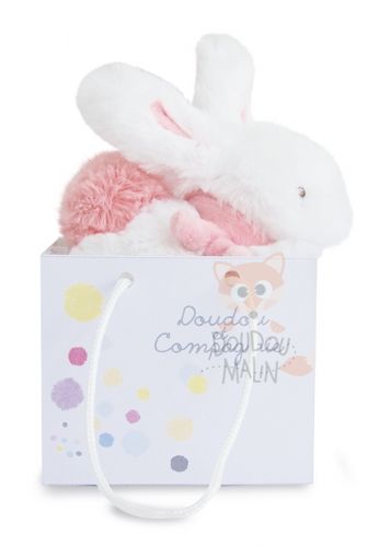  lapin coucou attache sucette blanc rose corail 